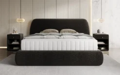 Designer Polsterbett Nella in Strukturstoff mit Stauraum
