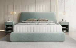Designer Polsterbett Nella in Strukturstoff mit Stauraum