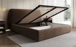 Designer Polsterbett Nella in Strukturstoff mit Stauraum