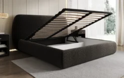 Designer Polsterbett Nella in Strukturstoff mit Stauraum
