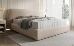 Designer Polsterbett Nella in Strukturstoff mit Stauraum