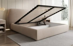 Designer Polsterbett Nella in Strukturstoff mit Stauraum