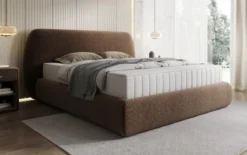 Designer Polsterbett Nella in Strukturstoff mit Stauraum