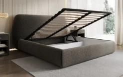 Designer Polsterbett Nella in Strukturstoff mit Stauraum