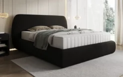 Designer Polsterbett Nella in Teddy Bouclé mit Stauraum