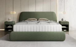 Designer Polsterbett Nella in Teddy Bouclé mit Stauraum