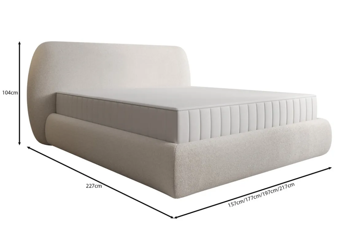 Designer Polsterbett Nella in Teddy Bouclé mit Stauraum