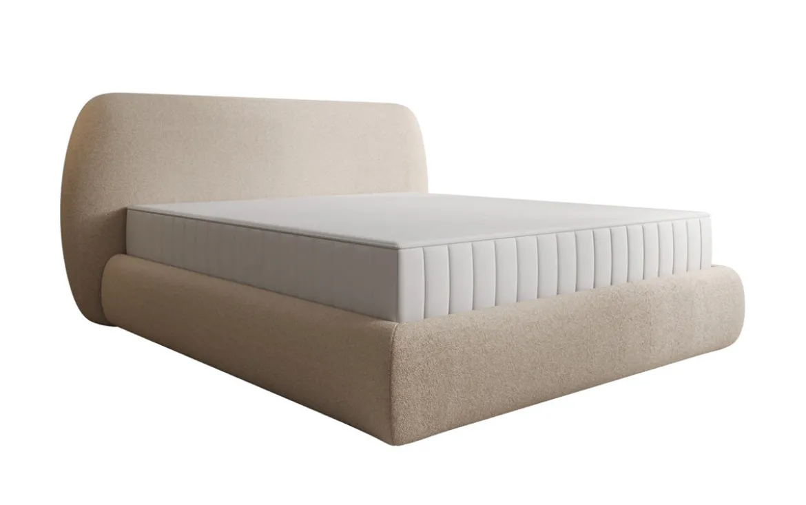 Designer Polsterbett Nella in Teddy Bouclé mit Stauraum