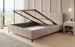 Designer Polsterbett Nelly in Cord mit Stauraum