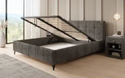 Designer Polsterbett Nelly in Cord mit Stauraum