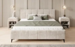 Designer Polsterbett Nelly in Cord mit Stauraum