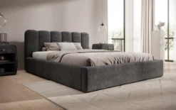 Designer Polsterbett Nerra in Cord mit Stauraum