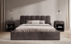 Designer Polsterbett Nerra in Cord mit Stauraum