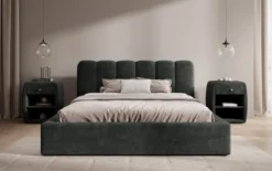 Designer Polsterbett Nerra in Cord mit Stauraum
