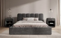 Designer Polsterbett Nerra in Cord mit Stauraum