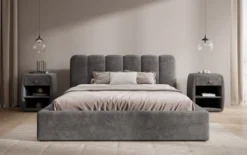 Designer Polsterbett Nerra in Cord mit Stauraum