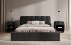 Designer Polsterbett Nerra in Cord mit Stauraum