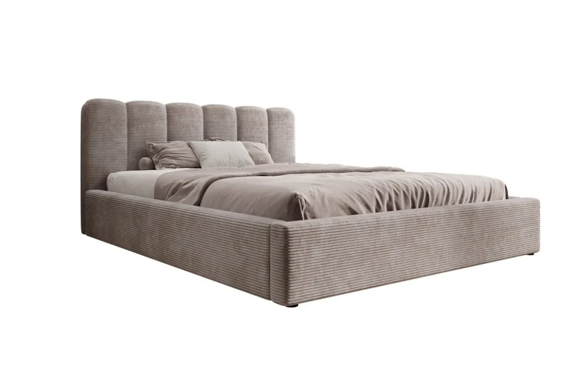 Designer Polsterbett Nerra in Cord mit Stauraum
