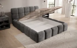 Designer Polsterbett Noeva in Cord mit Stauraum