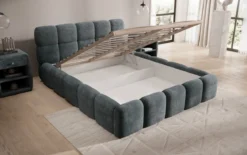 Designer Polsterbett Noeva in Cord mit Stauraum