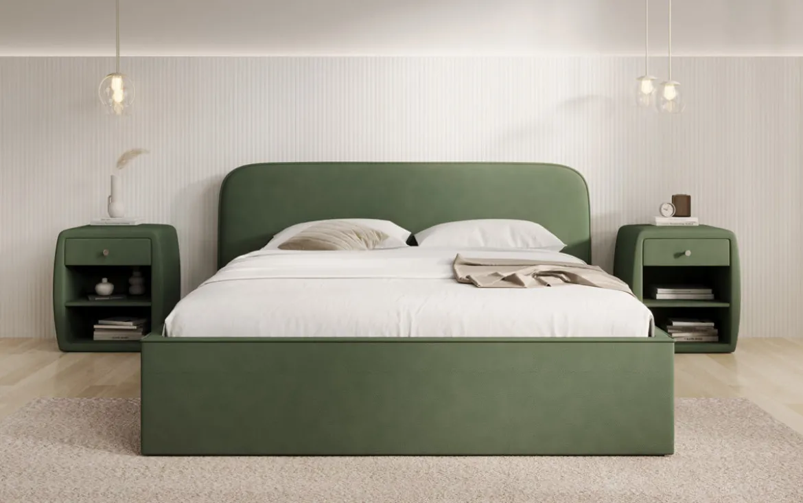 Designer Polsterbett Nola in Stoff mit Stauraum