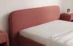 Designer Polsterbett Nola in Stoff mit Stauraum