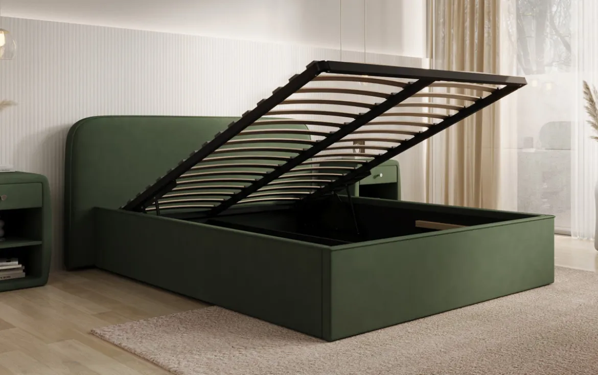 Designer Polsterbett Nola in Stoff mit Stauraum