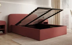Designer Polsterbett Nola in Stoff mit Stauraum