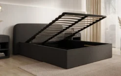 Designer Polsterbett Nola in Stoff mit Stauraum