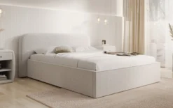 Designer Polsterbett Nola in Strukturstoff mit Stauraum