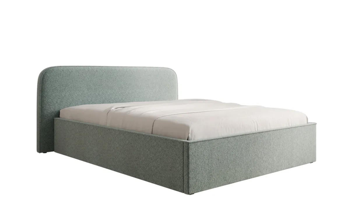 Designer Polsterbett Nola in Strukturstoff mit Stauraum