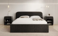Designer Polsterbett Nola in Strukturstoff mit Stauraum