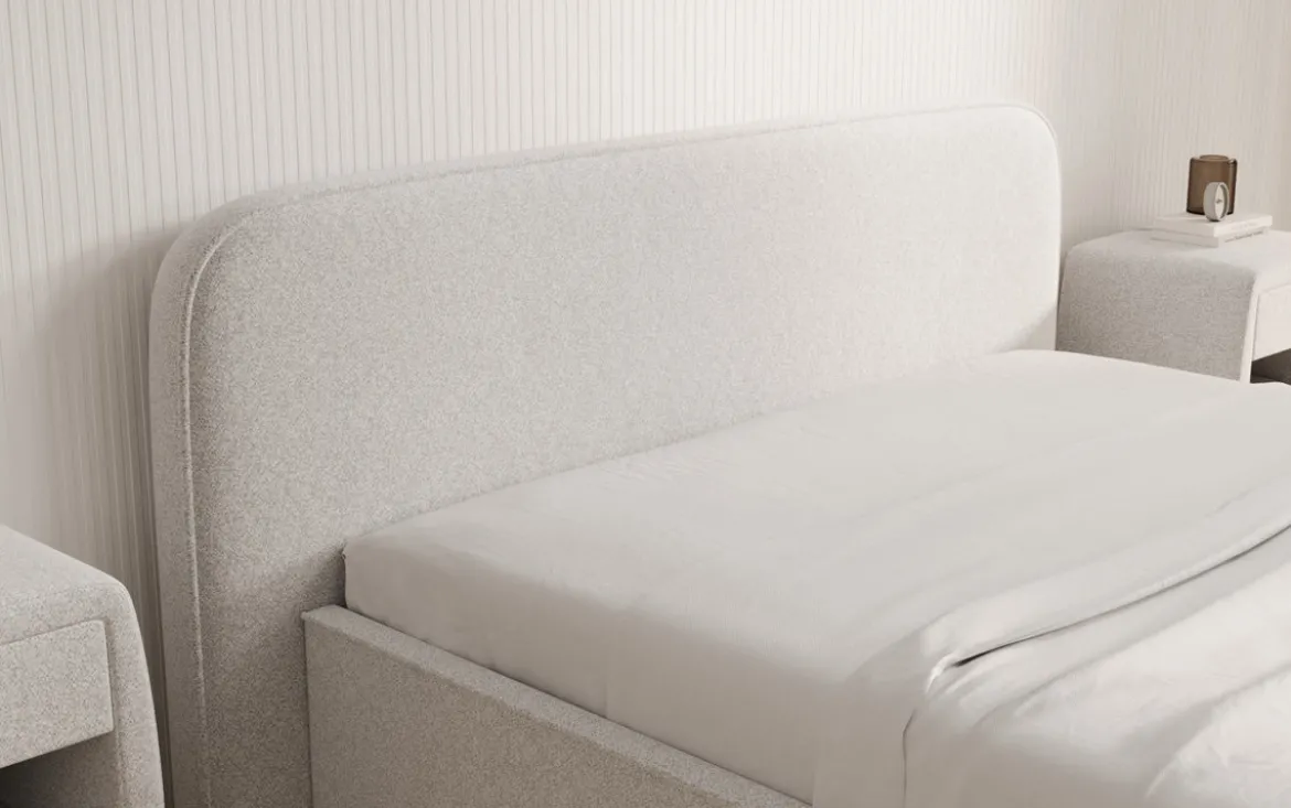 Designer Polsterbett Nola in Strukturstoff mit Stauraum