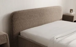 Designer Polsterbett Nola in Strukturstoff mit Stauraum