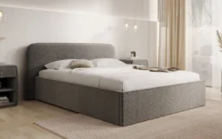 Designer Polsterbett Nola in Strukturstoff mit Stauraum