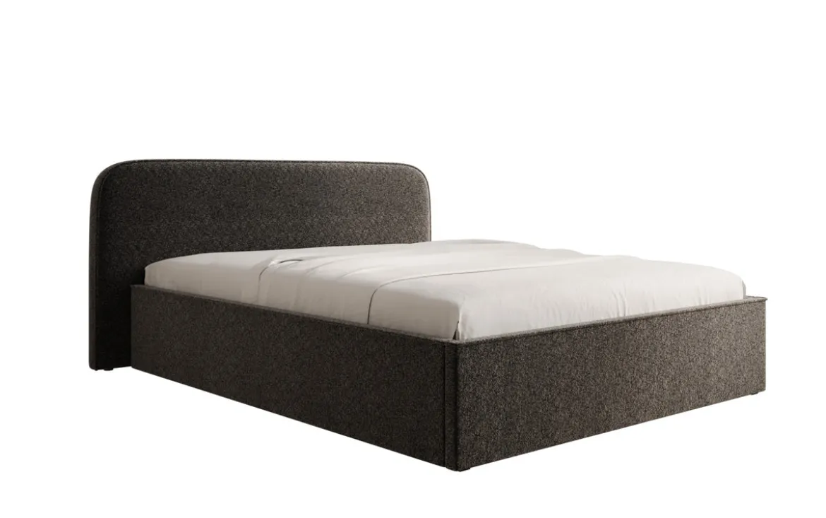 Designer Polsterbett Nola in Strukturstoff mit Stauraum
