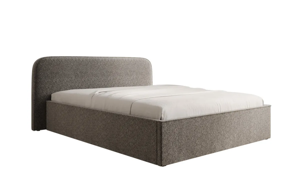 Designer Polsterbett Nola in Strukturstoff mit Stauraum