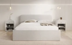 Designer Polsterbett Nola in Strukturstoff mit Stauraum