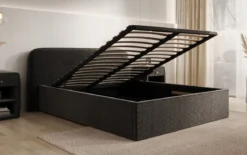 Designer Polsterbett Nola in Strukturstoff mit Stauraum