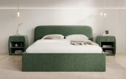 Designer Polsterbett Nola in Strukturstoff mit Stauraum