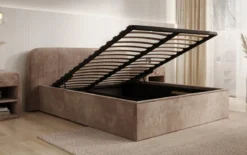 Designer Polsterbett Nola in Cord mit Stauraum