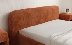Designer Polsterbett Nola in Cord mit Stauraum