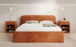 Designer Polsterbett Nola in Cord mit Stauraum