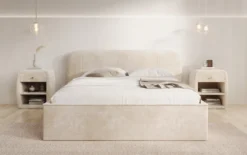 Designer Polsterbett Nola in Cord mit Stauraum