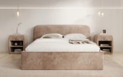 Designer Polsterbett Nola in Cord mit Stauraum