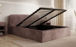 Designer Polsterbett Nola in Cord mit Stauraum