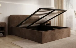 Designer Polsterbett Nola in Cord mit Stauraum