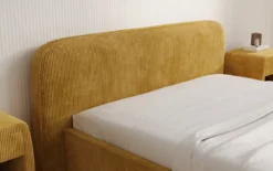 Designer Polsterbett Nola in Cord mit Stauraum