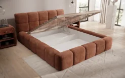 Designer Polsterbett Nox in Cord mit Stauraum