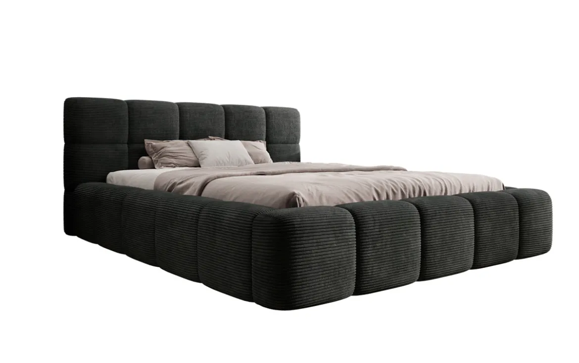 Designer Polsterbett Nox in Cord mit Stauraum